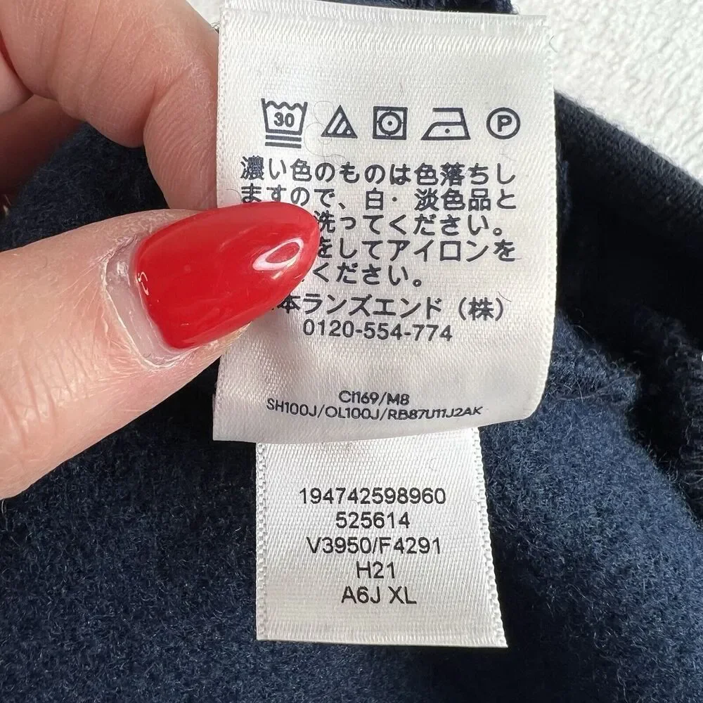 Lands' End Men's Size XL Boucle Sherpa Fleece Pullover Dark‎ Blue Navy 1/4 Snap